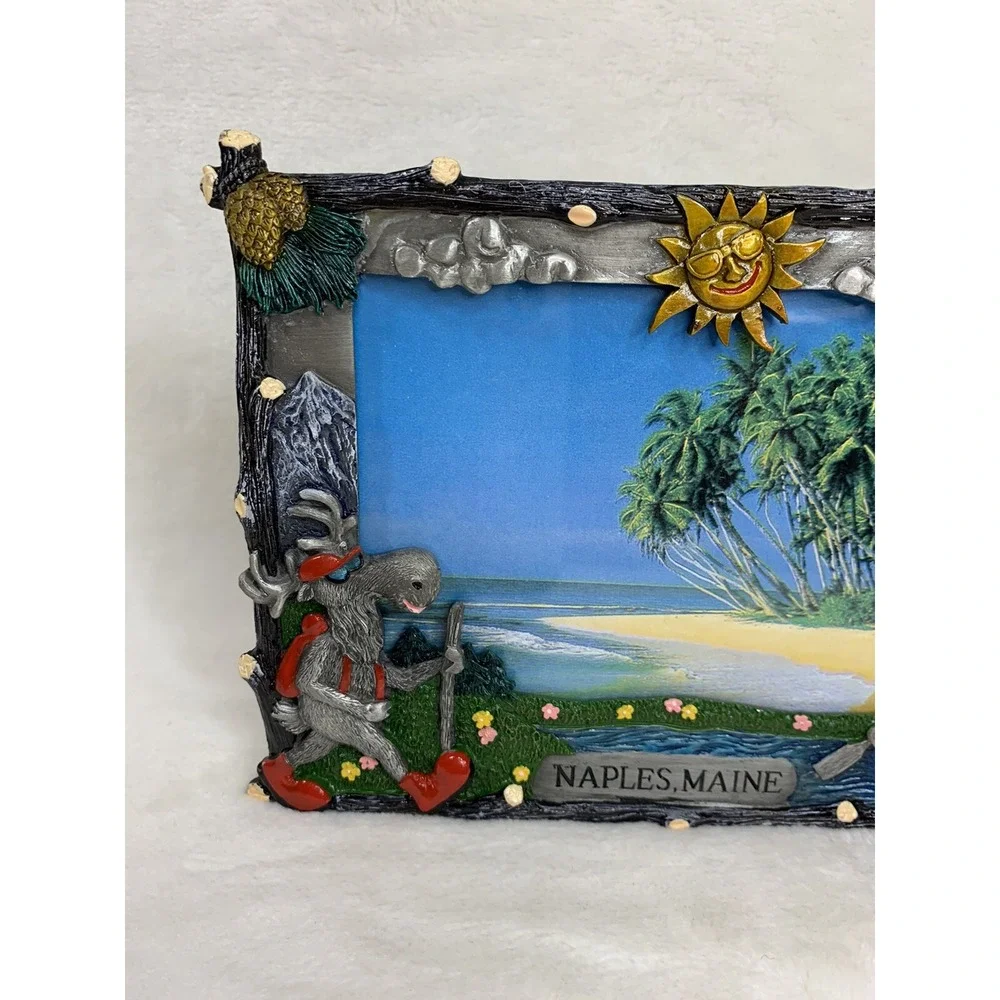 Naples Maine Moose Hiking Canoe Rustic Pewter‎ Frame Woodland Cabin Lodge Woods